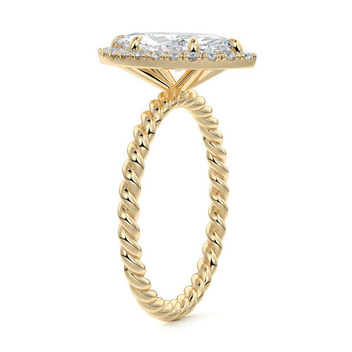 Noemi - Marquise Yellow Gold Engagement Ring Side View | Nura Lab