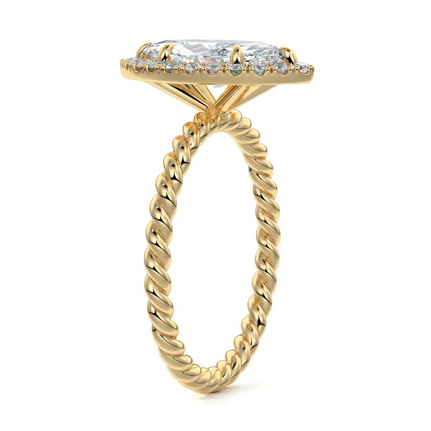 Noemi marquise twisted halo lab grown diamond engagement ring in yellow gold