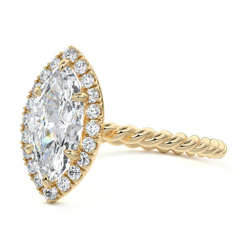 Noemi - Marquise Yellow Gold Engagement Ring Profile View | Nura Lab