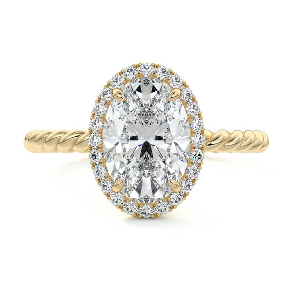 Noemi - Oval Twisted Halo Lab Grown Diamond Engagement Ring