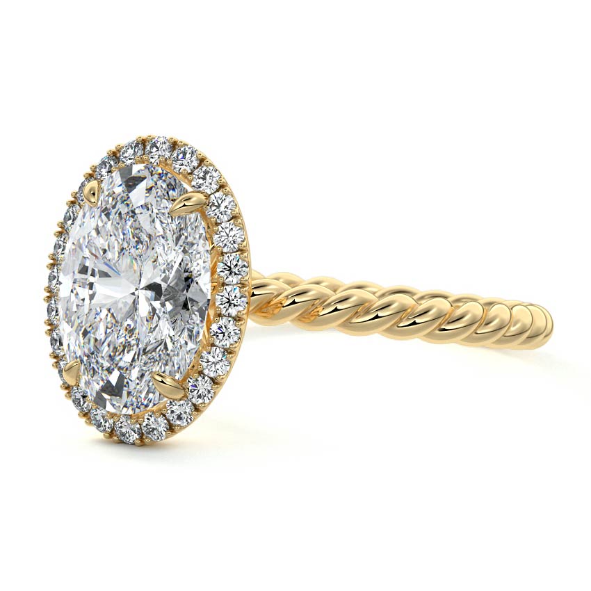 Noemi - Oval Yellow Gold Engagement Ring Angle View | Nura Lab