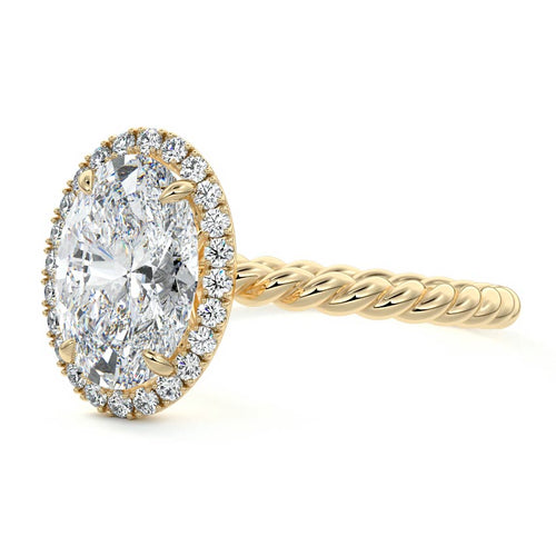 Noemi - Oval Yellow Gold Engagement Ring Angle View | Nura Lab