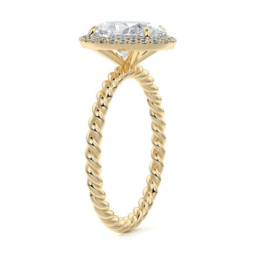 Noemi - Oval Yellow Gold Engagement Ring Side View | Nura Lab