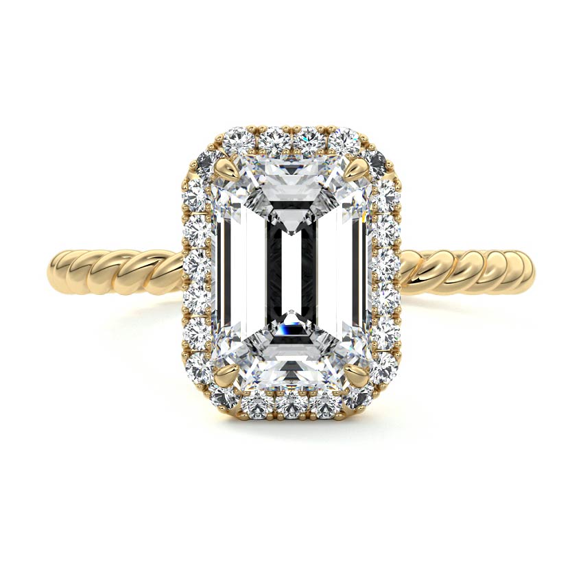 Noemi - Emerald Cut Yellow Gold Lab Grown Diamond Engagement Ring | Nura Lab