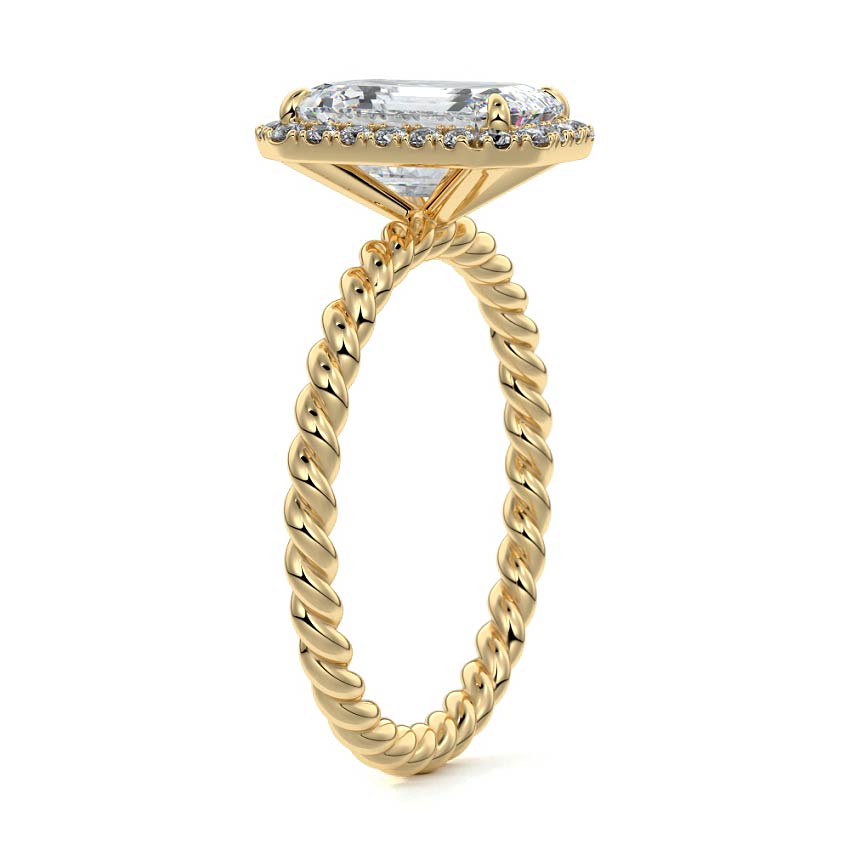 Noemi - Emerald Cut Yellow Gold Engagement Ring Side View | Nura Lab