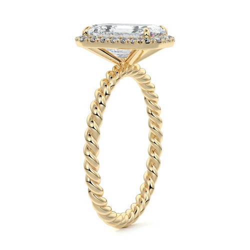 Noemi - Emerald Cut Yellow Gold Engagement Ring Side View | Nura Lab