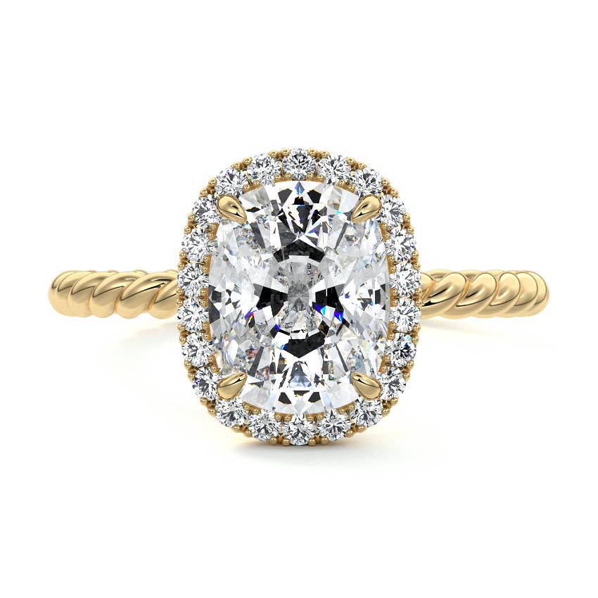 Noemi - Cushion Yellow Gold Lab Grown Diamond Engagement Ring | Nura Lab