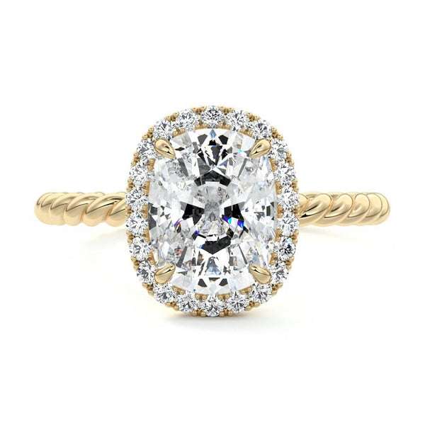 Noemi - Cushion Twisted Halo Lab Grown Diamond Engagement Ring