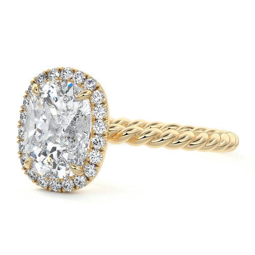Noemi - Cushion Yellow Gold Engagement Ring Angle View | Nura Lab
