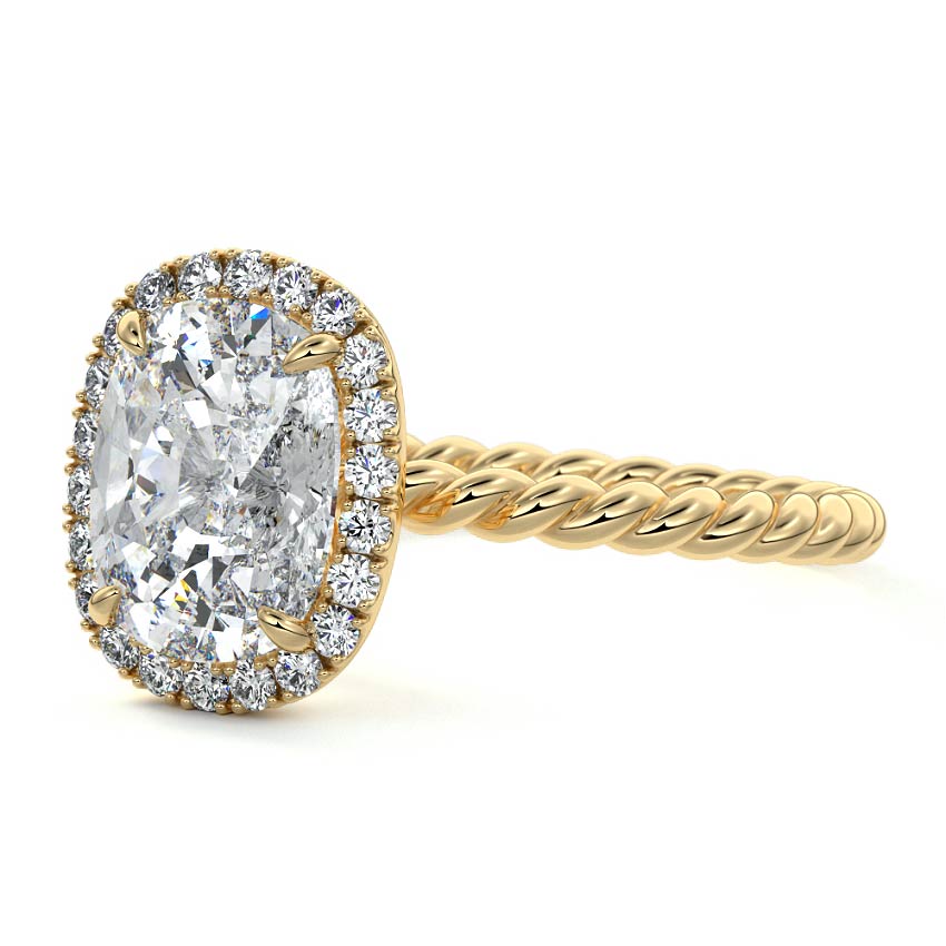 Noemi - Cushion Yellow Gold Engagement Ring Profile View | Nura Lab