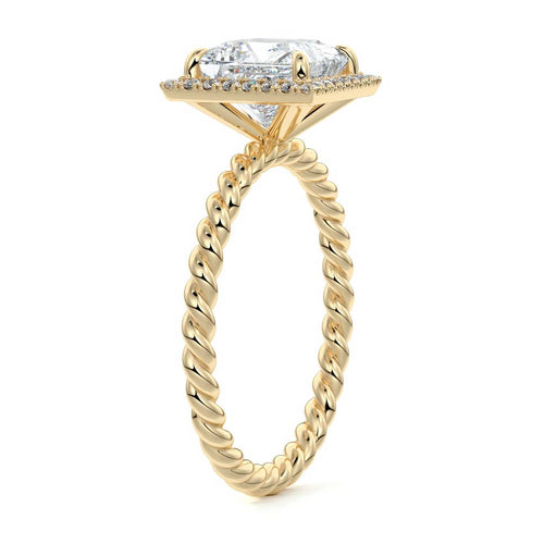 Noemi - Princess Yellow Gold Engagement Ring Side View | Nura Lab