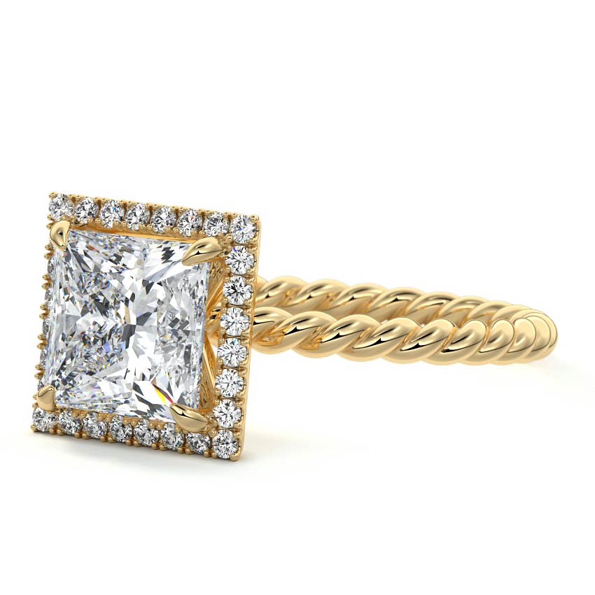 Noemi - Princess Yellow Gold Engagement Ring Profile View | Nura Lab