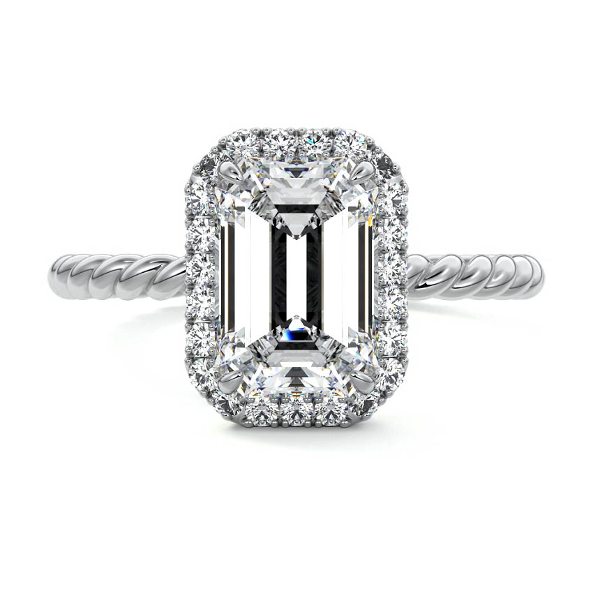 Noemi - Emerald Cut White Gold Lab Grown Diamond Engagement Ring | Nura Lab