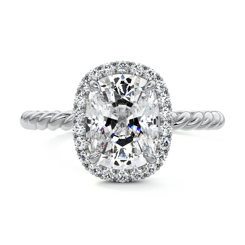 Noemi - Cushion White Gold Lab Grown Diamond Engagement Ring | Nura Lab