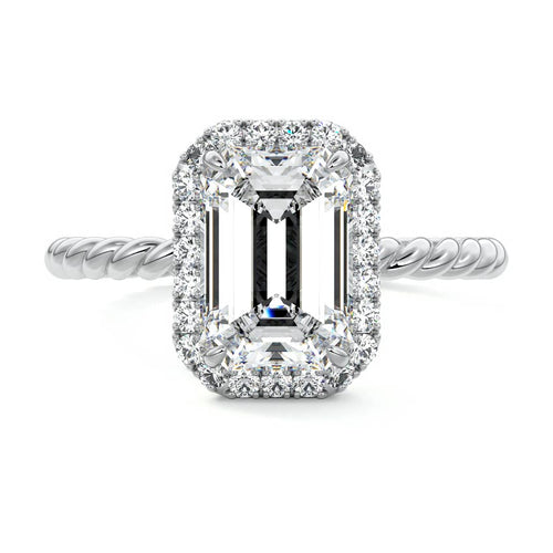 Noemi - Emerald Cut Platinum Lab Grown Diamond Engagement Ring | Nura Lab