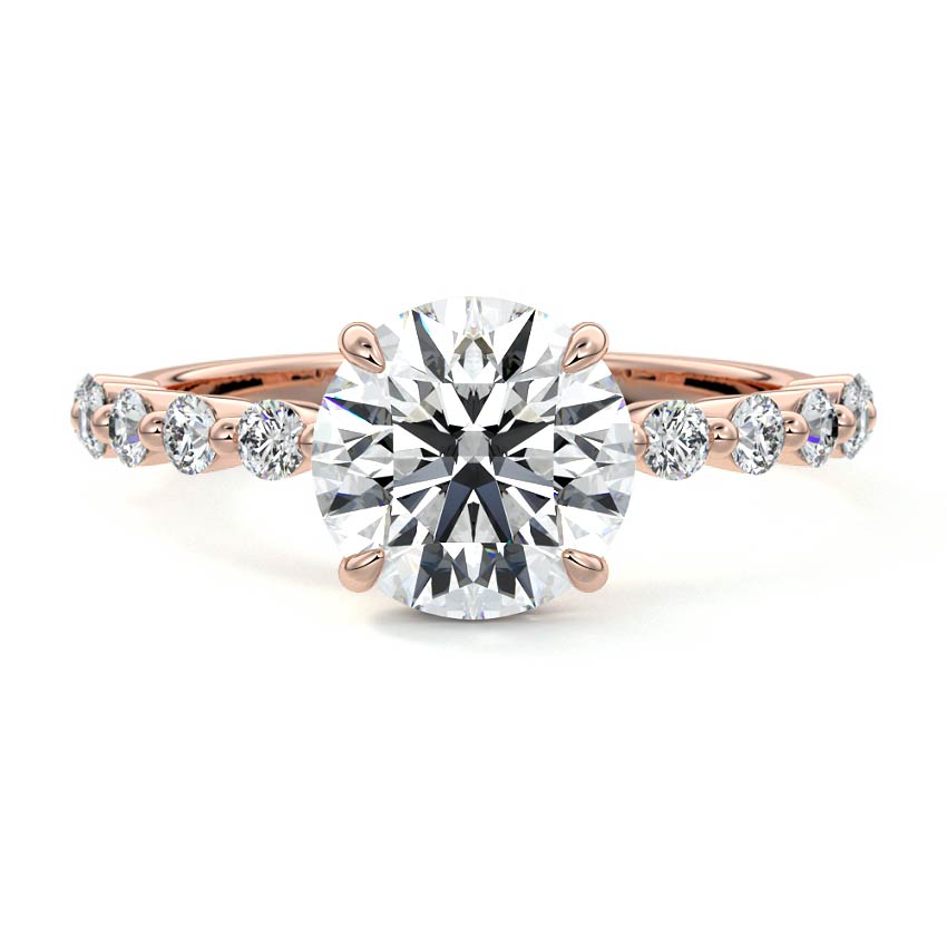 Odessa round hidden halo side stone lab grown diamond engagement ring in rose gold