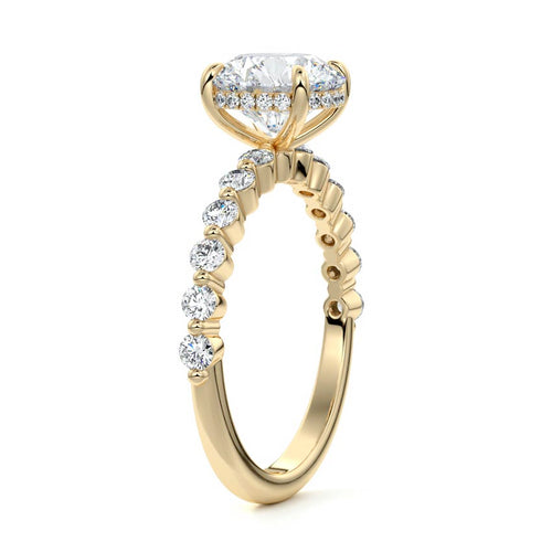 Odessa - Round Yellow Gold Engagement Ring Side View | Nura Lab
