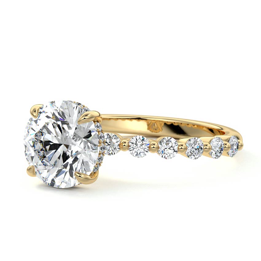 Odessa - Round Yellow Gold Engagement Ring Profile View | Nura Lab