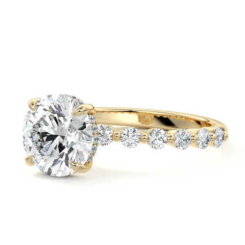 Odessa - Round Yellow Gold Engagement Ring Profile View | Nura Lab