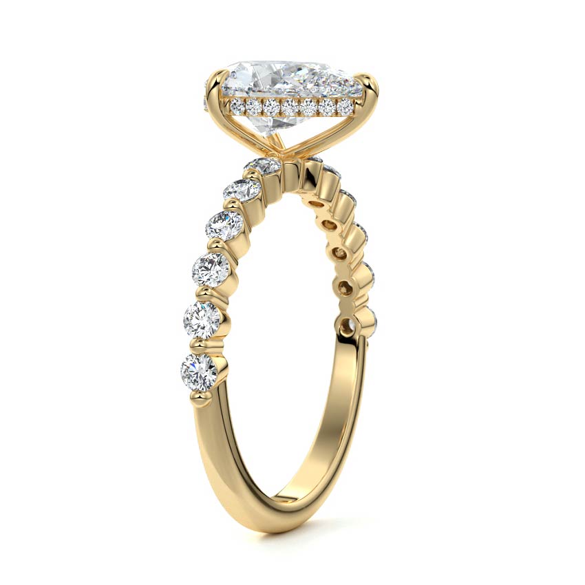 Odessa - Pear Yellow Gold Engagement Ring Side View | Nura Lab