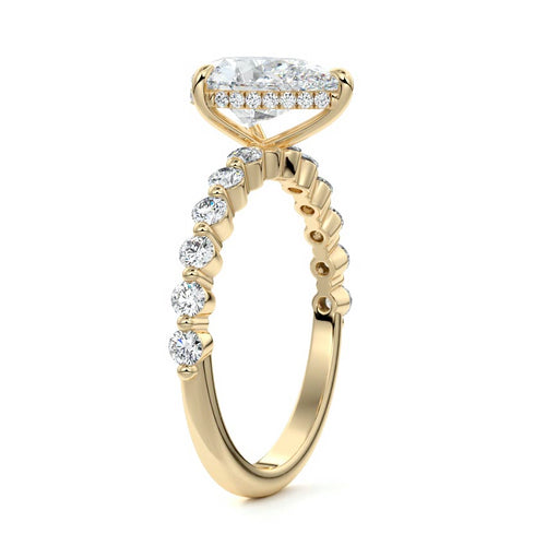 Odessa - Pear Yellow Gold Engagement Ring Side View | Nura Lab
