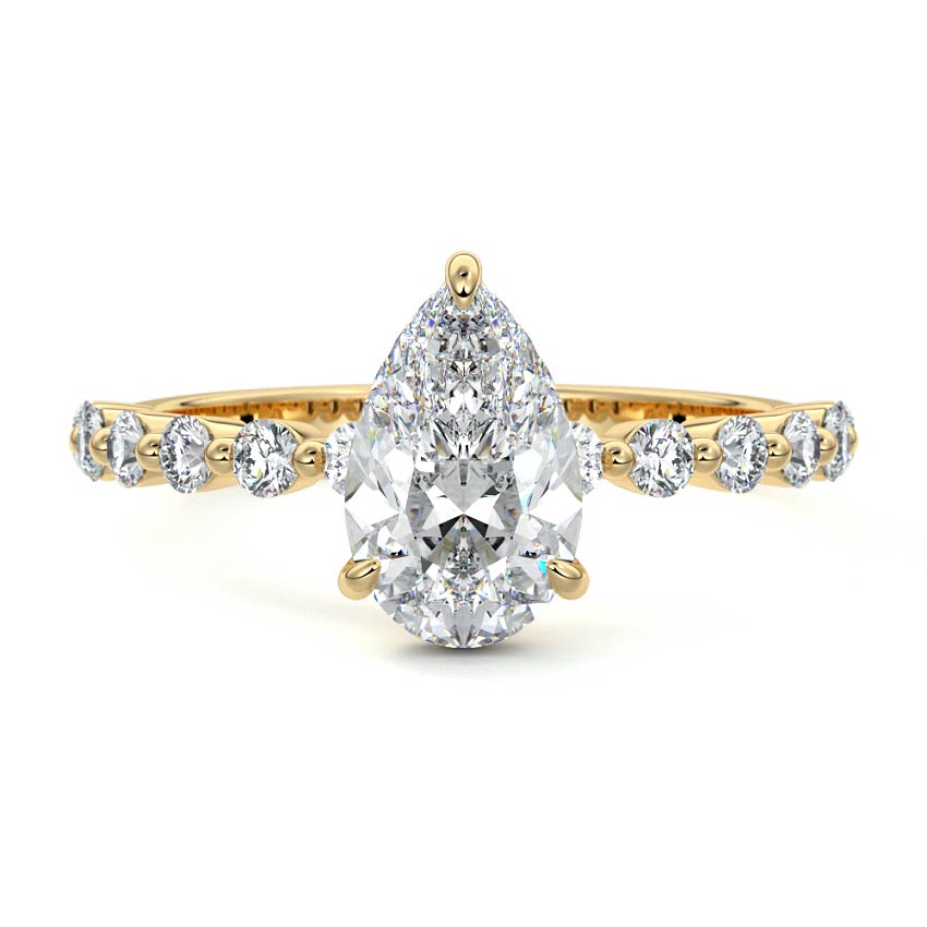Odessa - Pear Yellow Gold Engagement Ring Detail View | Nura Lab