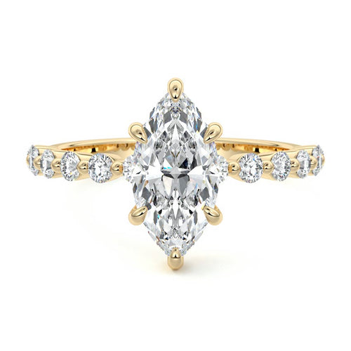 Odessa - Marquise Yellow Gold Lab Grown Diamond Engagement Ring | Nura Lab
