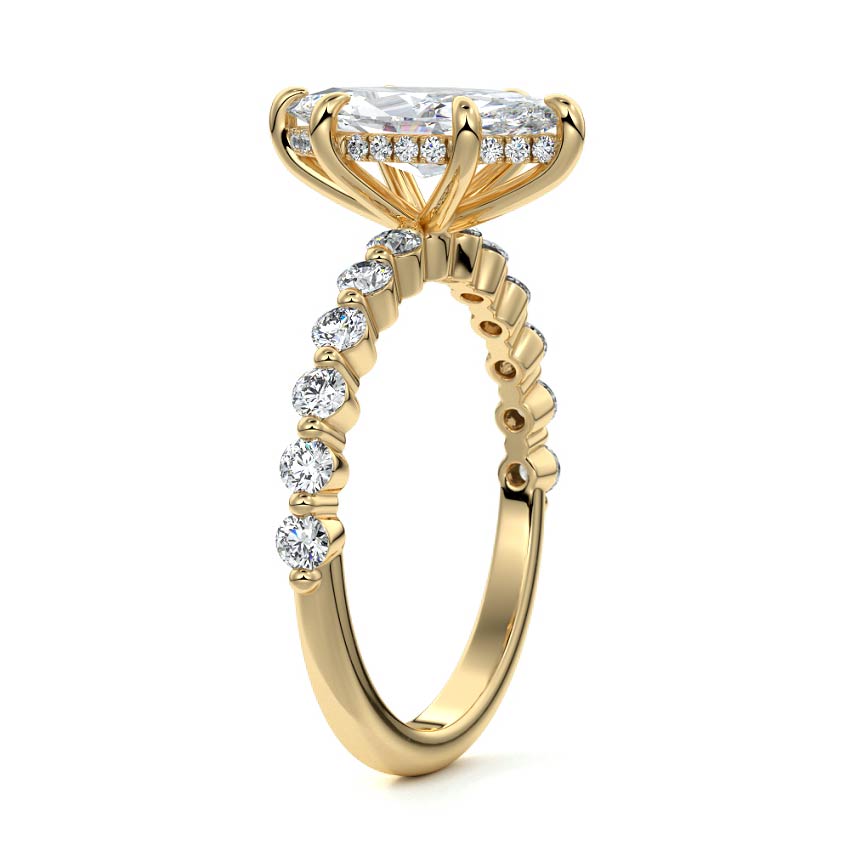 Odessa - Marquise Yellow Gold Engagement Ring Side View | Nura Lab