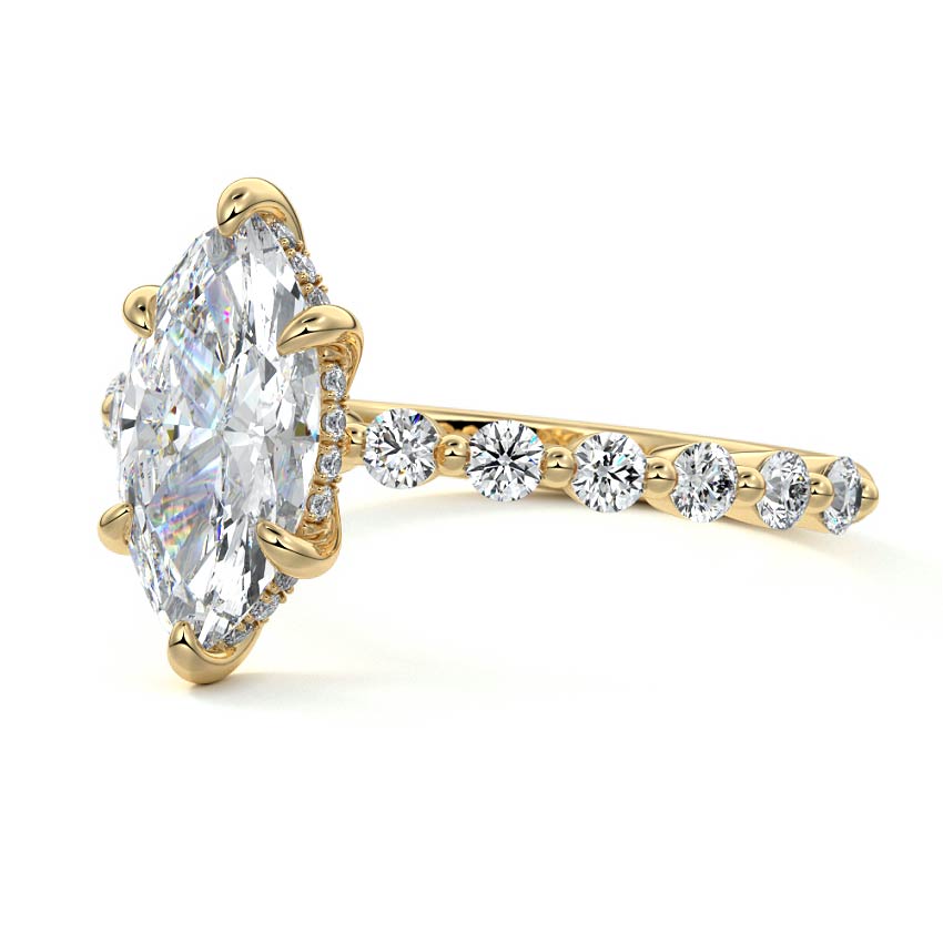 Odessa - Marquise Yellow Gold Engagement Ring Profile View | Nura Lab