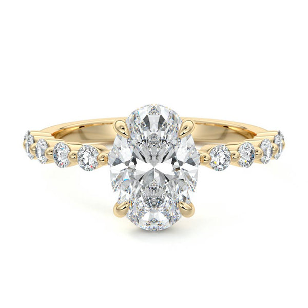 Odessa - Oval Hidden Halo Side Stone Lab Grown Diamond Engagement Ring
