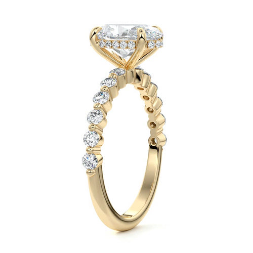 Odessa - Oval Yellow Gold Engagement Ring Side View | Nura Lab