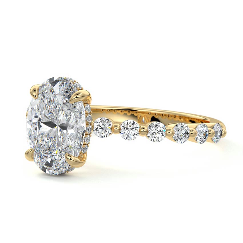 Odessa - Oval Yellow Gold Engagement Ring Profile View | Nura Lab