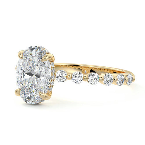 Odessa - Oval Yellow Gold Engagement Ring Profile View | Nura Lab
