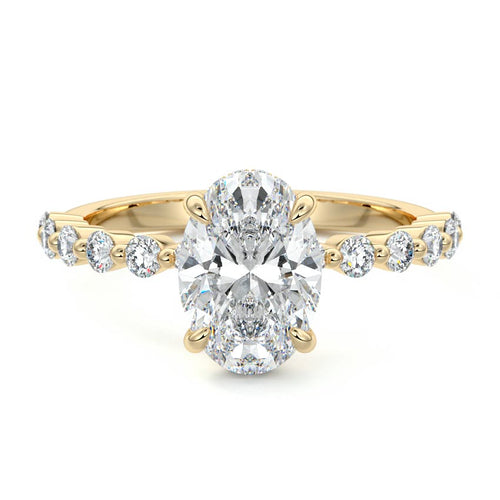 Odessa - Oval Yellow Gold Engagement Ring Detail View | Nura Lab