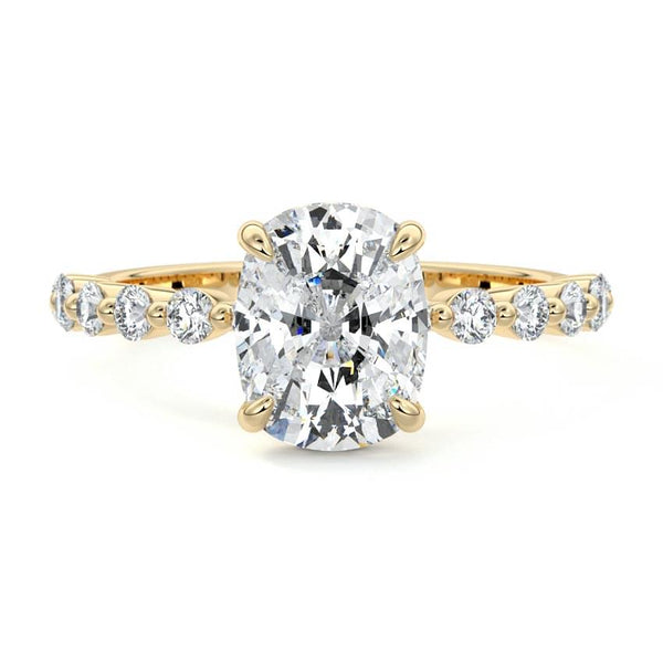 Odessa - Cushion Hidden Halo Side Stone Lab Grown Diamond Engagement Ring