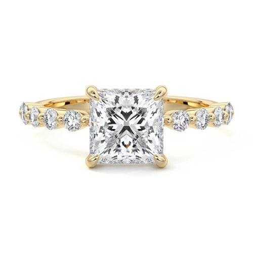 Odessa - Princess Yellow Gold Lab Grown Diamond Engagement Ring | Nura Lab