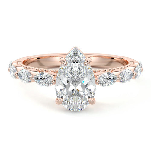 Odelia - Pear Rose Gold Lab Grown Diamond Engagement Ring | Nura Lab