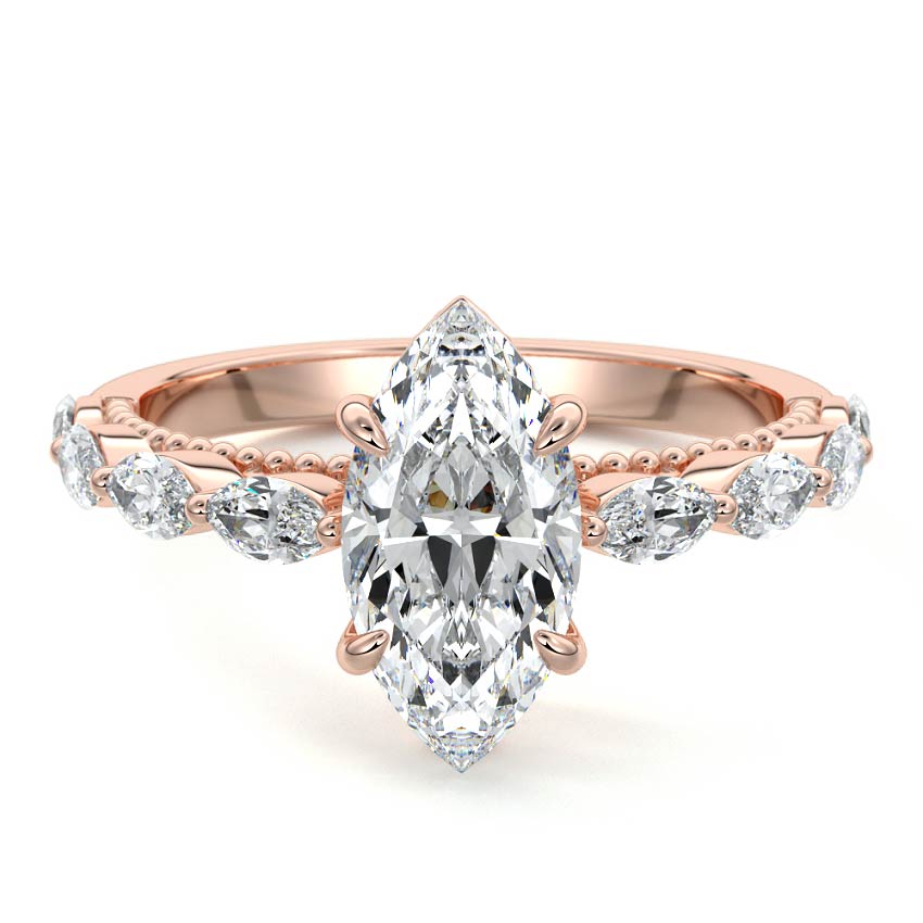 Odelia - Marquise Rose Gold Lab Grown Diamond Engagement Ring | Nura Lab