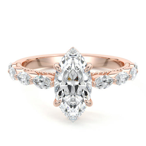 Odelia - Marquise Rose Gold Lab Grown Diamond Engagement Ring | Nura Lab