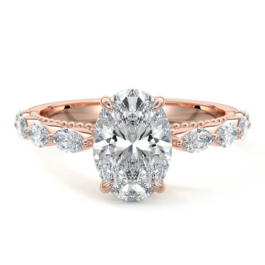 Odelia - Oval Rose Gold Lab Grown Diamond Engagement Ring | Nura Lab
