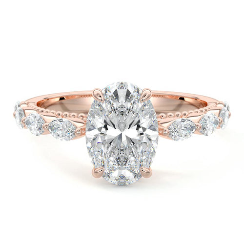 Odelia - Oval Rose Gold Lab Grown Diamond Engagement Ring | Nura Lab