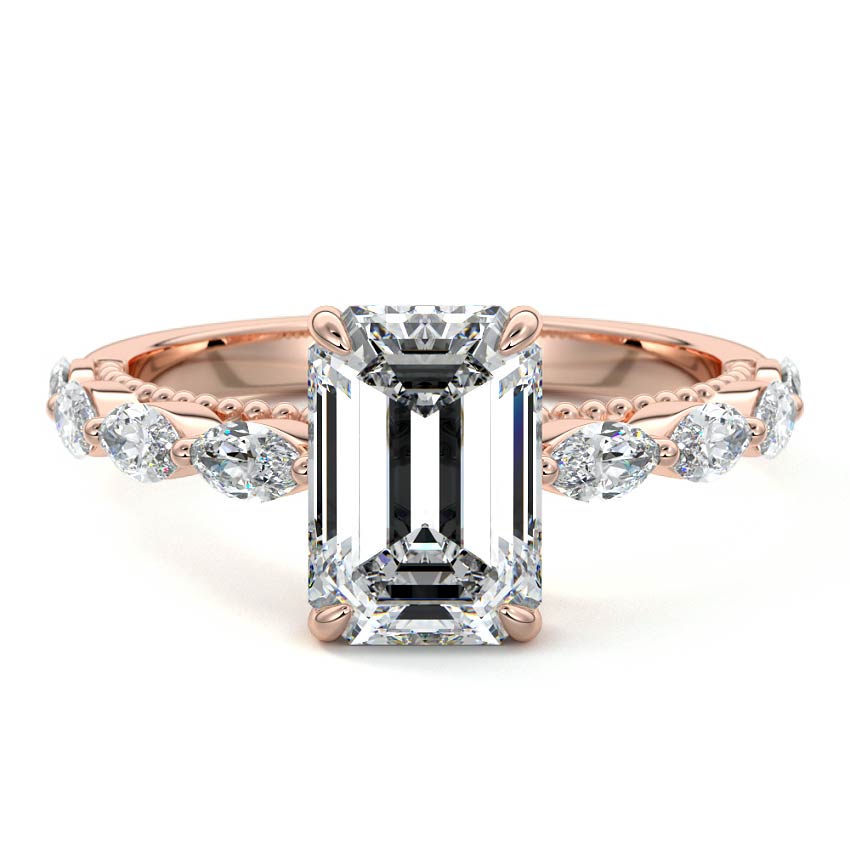 Odelia - Emerald Cut Rose Gold Lab Grown Diamond Engagement Ring | Nura Lab