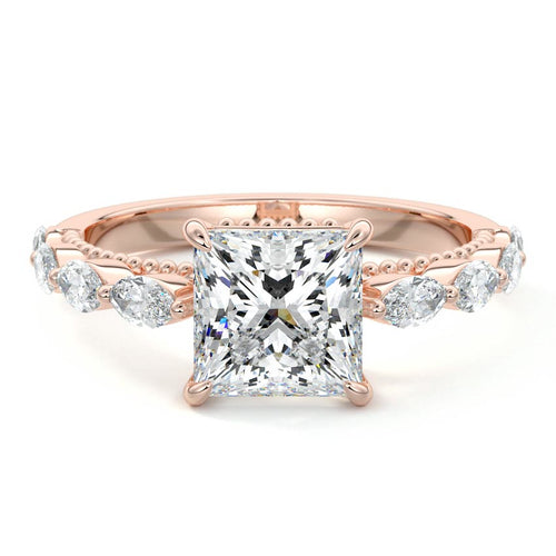 Odelia - Princess Rose Gold Lab Grown Diamond Engagement Ring | Nura Lab