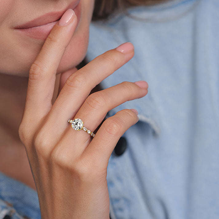 Odelia - Round Yellow Gold Lab Grown Diamond Engagement Ring | Nura Lab