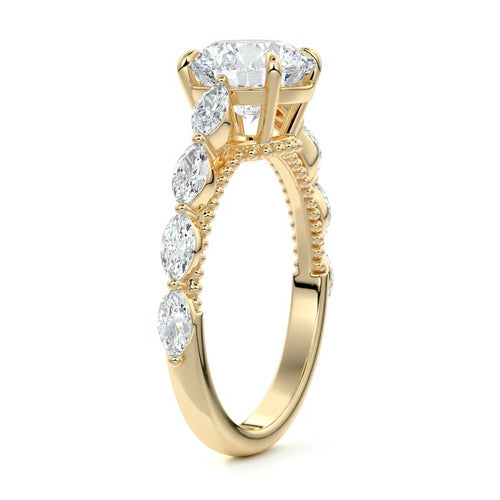 Odelia - Round Yellow Gold Lab Grown Diamond Engagement Ring | Nura Lab
