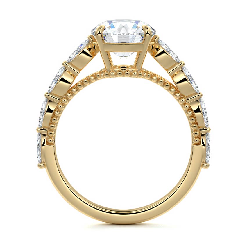 Odelia - Round Yellow Gold Lab Grown Diamond Engagement Ring | Nura Lab