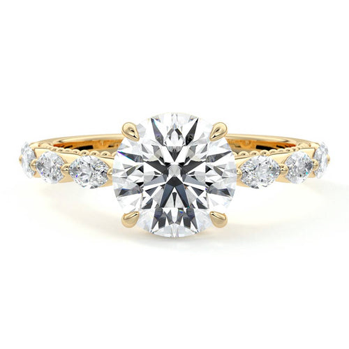 Odelia - Round Yellow Gold Lab Grown Diamond Engagement Ring | Nura Lab