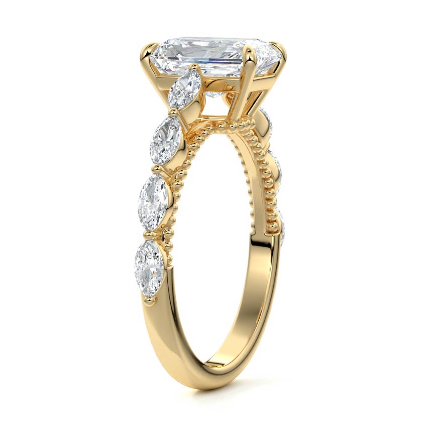 Odelia - Radiant Yellow Gold Engagement Ring Side View | Nura Lab