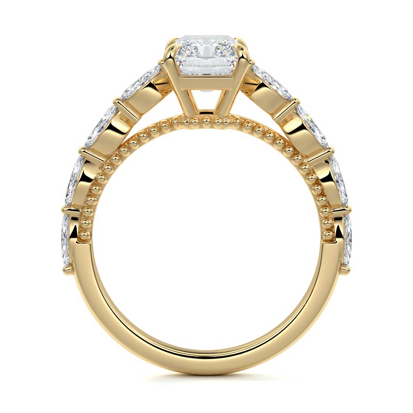 Odelia - Radiant Yellow Gold Engagement Ring Profile View | Nura Lab