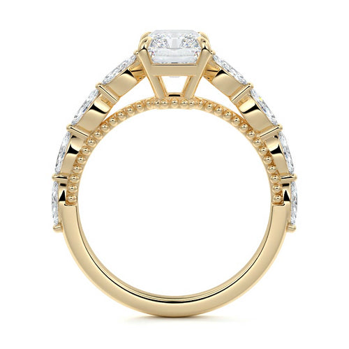 Odelia - Radiant Yellow Gold Engagement Ring Profile View | Nura Lab